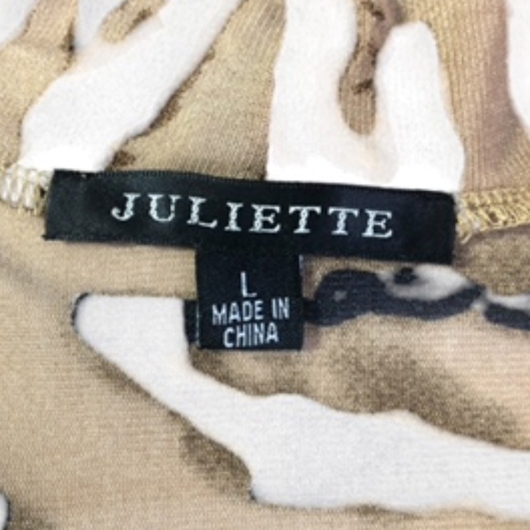 Juliette Animal Print Drawstring Front Low Cowl Drop Collar Long Sleeve Top Sz L - Picture 7 of 9